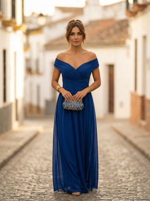 Women's Elegant Off-Shoulder Evening Maxi Dress