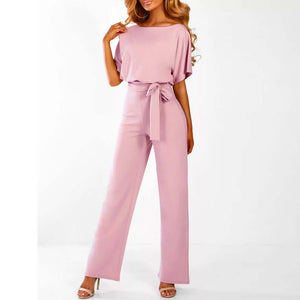Mono elegante para mujer con cinturón y silueta de pierna ancha