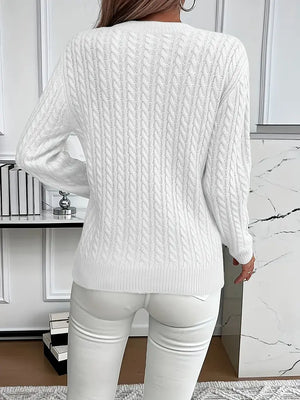 Women's Cable Knit Sweater with Relaxed Fit