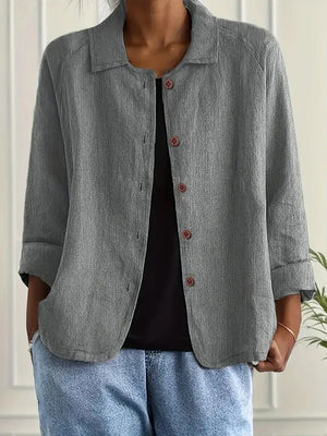 Women's Casual Button-Front Collared Blouse