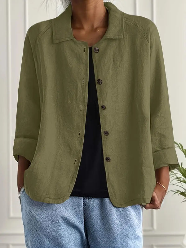 Women's Casual Button-Front Collared Blouse