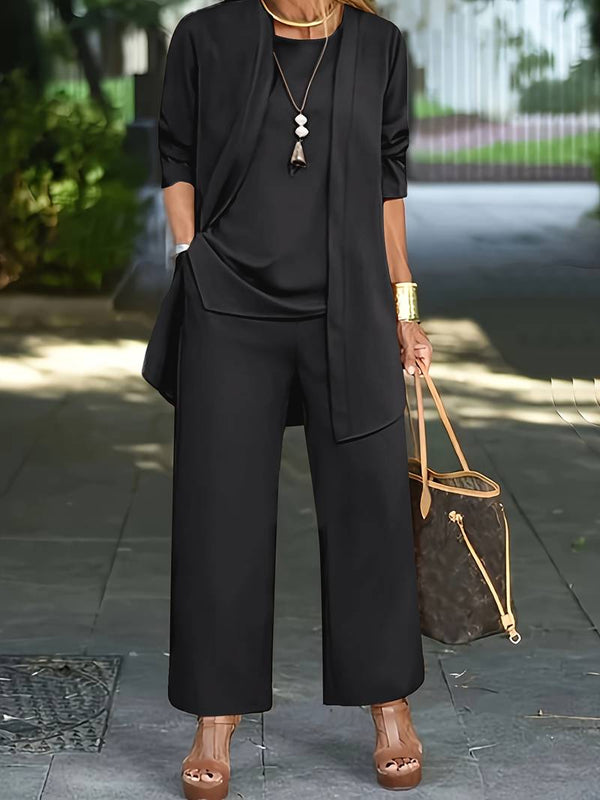 Women's Three-Piece Pantsuit Set with Vest