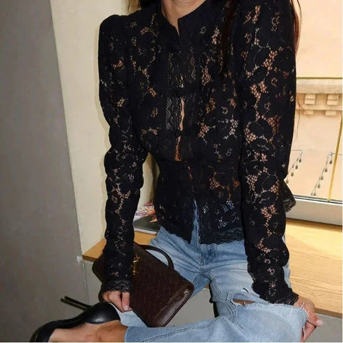 Elegant Lace Puff Sleeve Blouse for Women