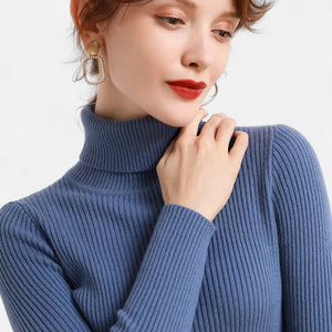 Slim Fit Long Sleeve Ribbed Turtleneck Sweater