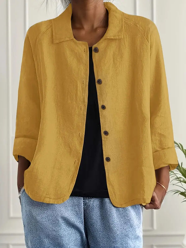 Women's Casual Button-Front Collared Blouse