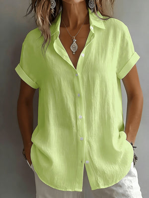 Women's Relaxed Fit Short Sleeve Button-Up Shirt
