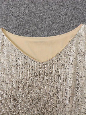 Women’s Off-Shoulder Sequin Mini Dress with Batwing Sleeves
