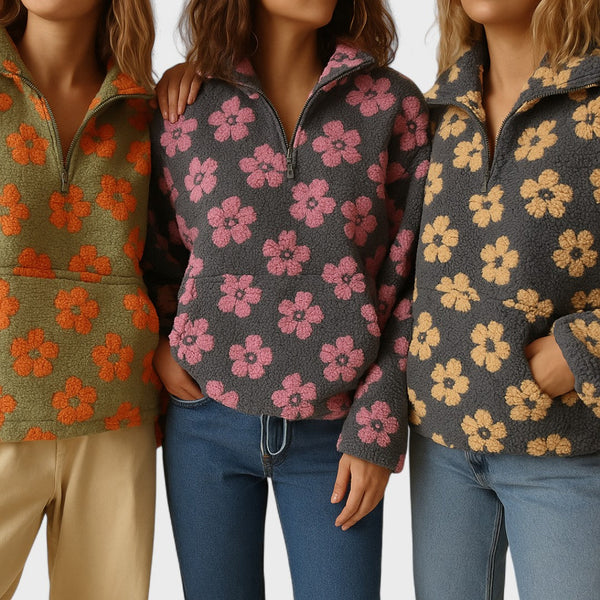 Women's Polar Fleece Pullover with Floral Print