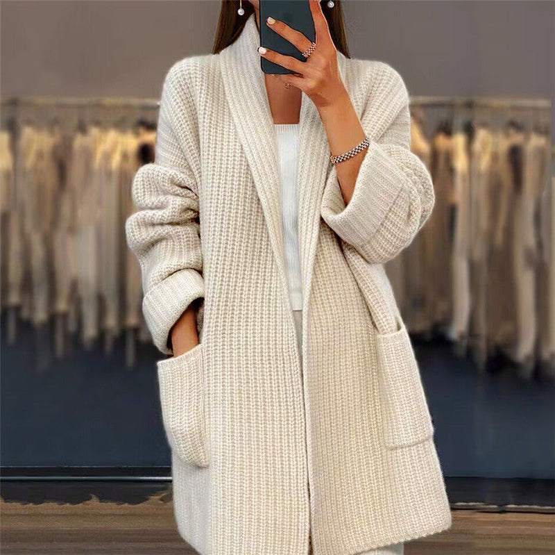 Women's Oversized Ribbed Open Front Knit Cardigan