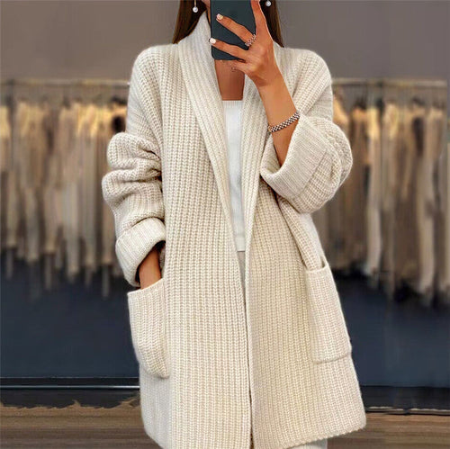 Women's Oversized Ribbed Open Front Knit Cardigan