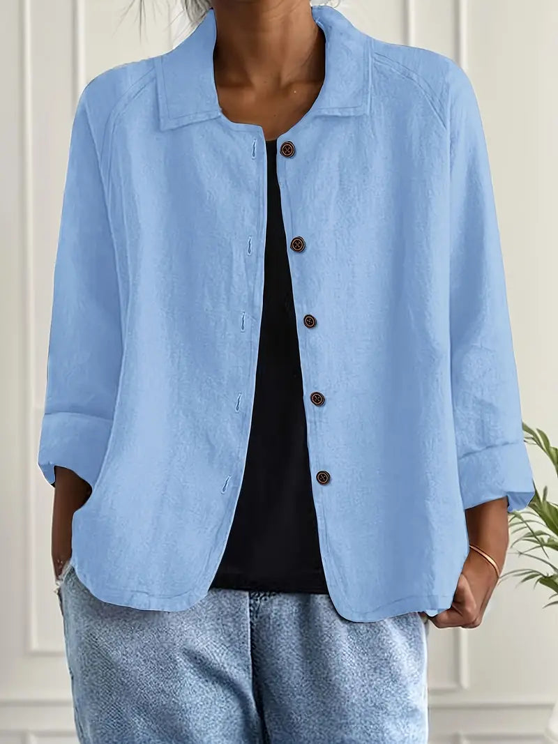 Women's Casual Button-Front Collared Blouse