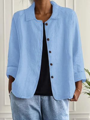 Women's Casual Button-Front Collared Blouse