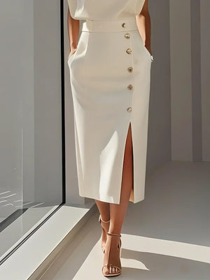 Women’s Sleeveless Elegant Side Slit Midi Dress