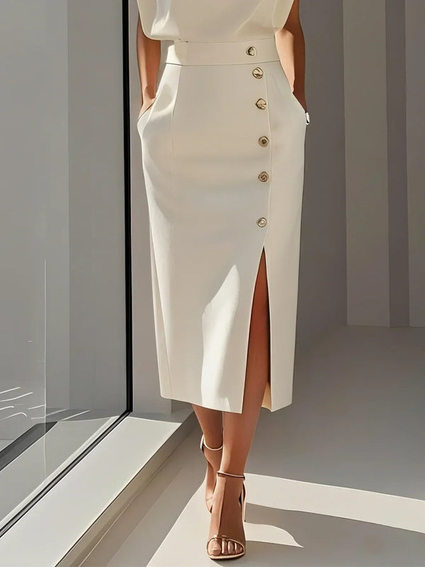 Women’s Sleeveless Elegant Side Slit Midi Dress