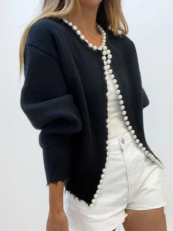 Pearl Trim Knit Cardigan for Women