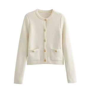 Elegant Button-Up Knit Cardigan for Women