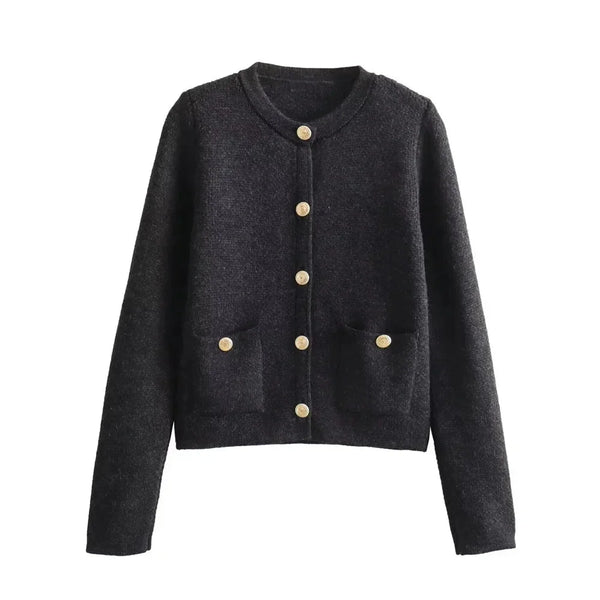 Elegant Button-Up Knit Cardigan for Women