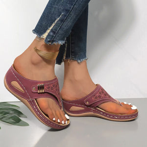 Women's Casual Slip-On Wedge Sandals with Buckle