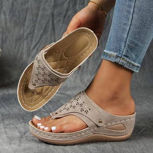 Women's Casual Slip-On Wedge Sandals with Buckle