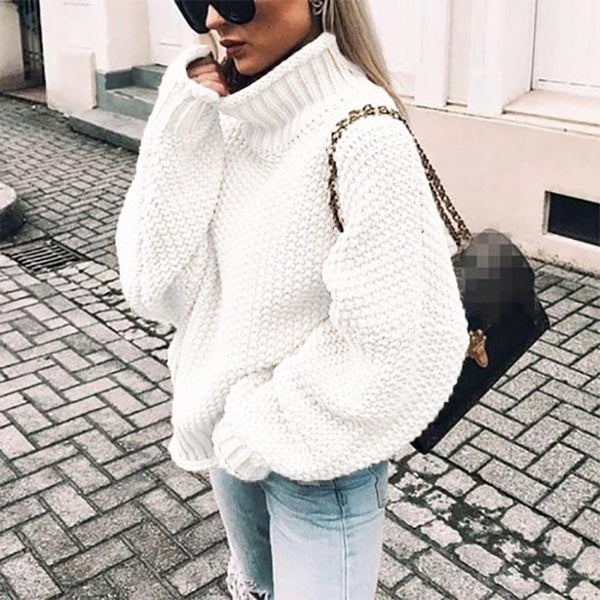 Women's Chunky Knit Turtleneck Sweater Oversized