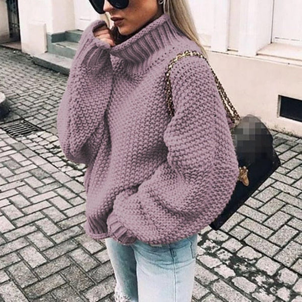 Women's Chunky Knit Turtleneck Sweater Oversized