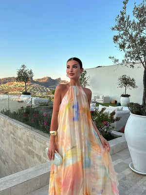 Women’s Sleeveless Halter Neck Open Back Maxi Dress