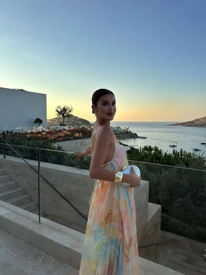 Women’s Sleeveless Halter Neck Open Back Maxi Dress