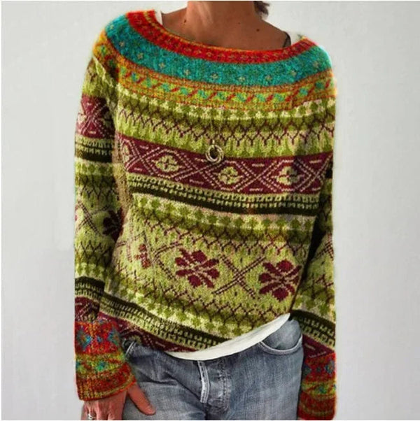 Cozy Crew Neck Fair Isle Women’s Sweater