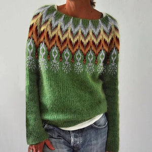 Cozy Crew Neck Fair Isle Women’s Sweater