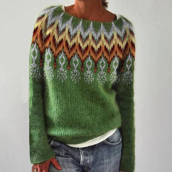 Cozy Crew Neck Fair Isle Women’s Sweater