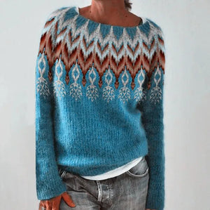 Cozy Crew Neck Fair Isle Women’s Sweater