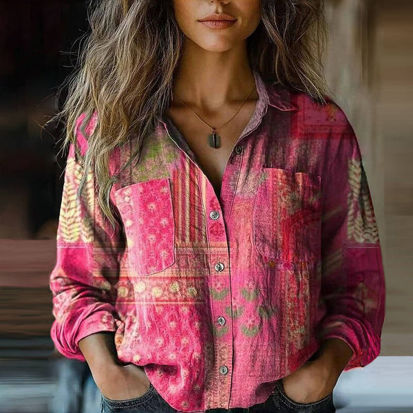 Women's Artisan Patchwork Pattern Blouse