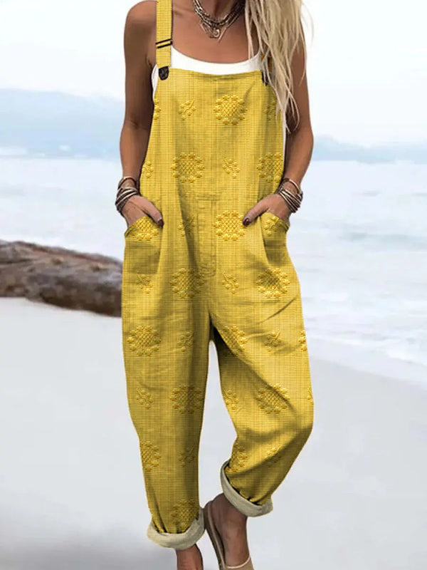 Women's Relaxed Sleeveless Jumpsuit with Pockets