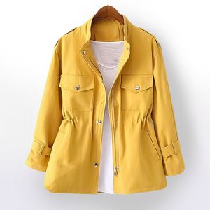 Blazer casual para mujer con estilo utilitario y cintura ajustable con cordón