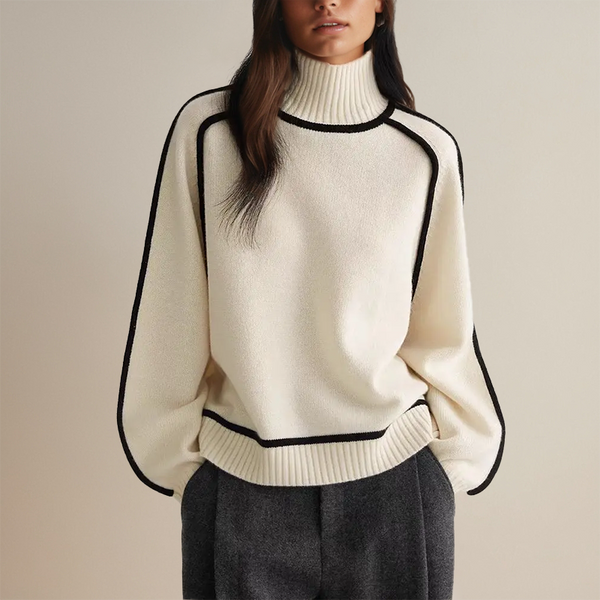 Women's Mock Neck Balloon Sleeve Knit Sweater