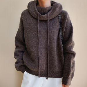 Women’s Oversized Funnel Neck Knit Hoodie