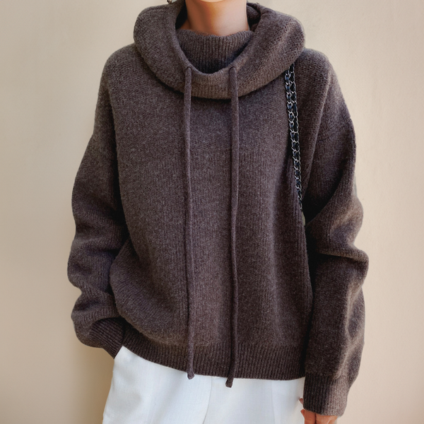 Women’s Oversized Funnel Neck Knit Hoodie