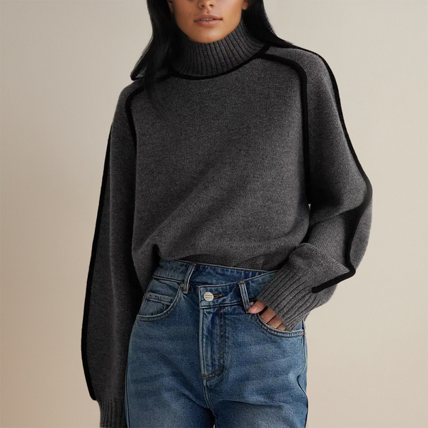 Women's Mock Neck Balloon Sleeve Knit Sweater