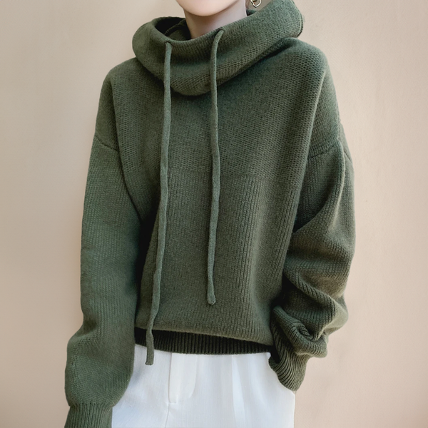 Women’s Oversized Funnel Neck Knit Hoodie