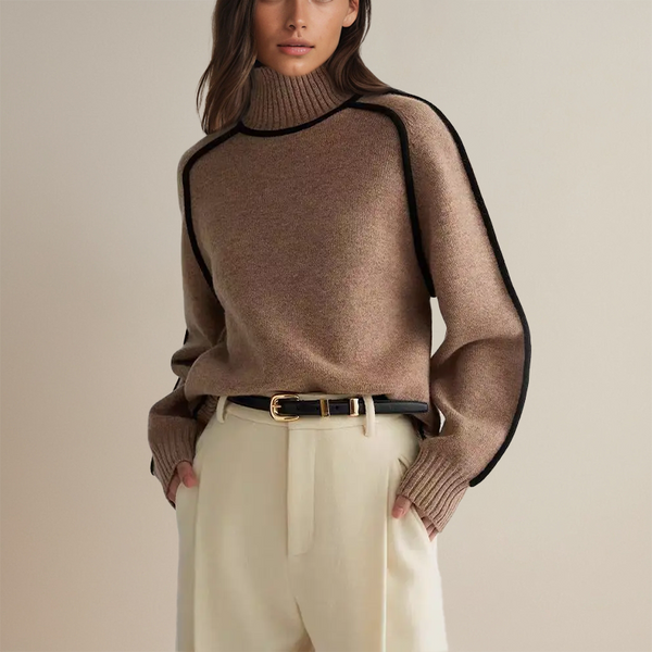 Women's Mock Neck Balloon Sleeve Knit Sweater