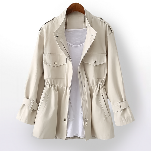 Blazer casual para mujer con estilo utilitario y cintura ajustable con cordón