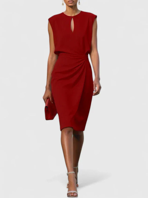 Women’s Elegant Ruched Sheath Cocktail Midi Dress