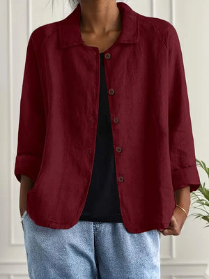 Women's Casual Button-Front Collared Blouse