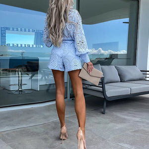 Women's Embroidered Lace Top and Shorts