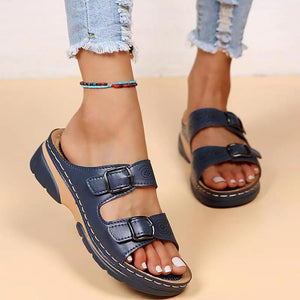 Women’s Double Buckle Comfort Slide Sandals