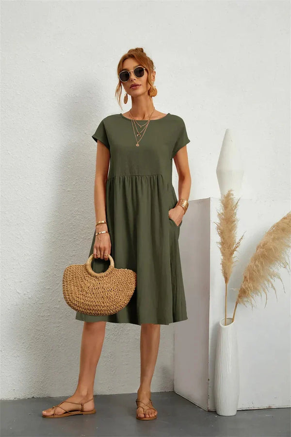 Women’s A-Line Summer Midi Dress with Pockets