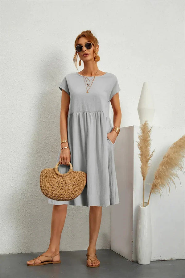 Women’s A-Line Summer Midi Dress with Pockets