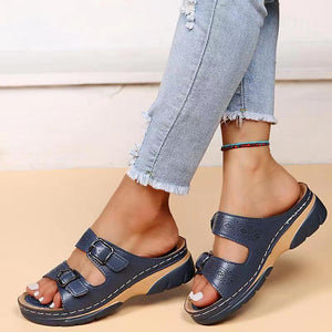 Women’s Double Buckle Comfort Slide Sandals