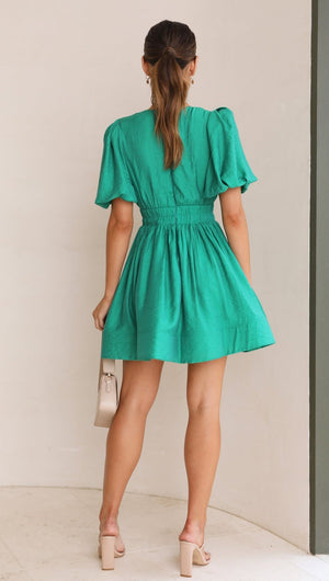 Women's V-Neck Mini Dress with Flutter Sleeves