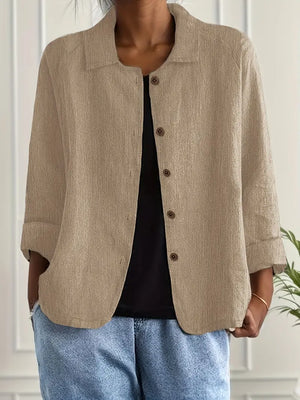 Women's Casual Button-Front Collared Blouse